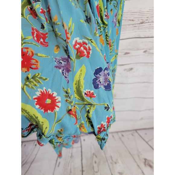 Angie Dress Womens SZ Large Blue Floral Ruffle Colorful Summer Sleeveless - Picture 16 of 16